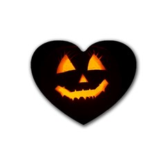 Pumpkin Helloween Face Autumn Heart Coaster (4 Pack)  by Celenk