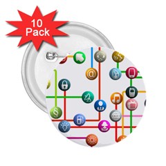 Icon Media Social Network 2 25  Buttons (10 Pack)  by Celenk