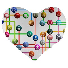 Icon Media Social Network Large 19  Premium Heart Shape Cushions by Celenk