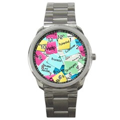 Stickies Post It List Business Sport Metal Watch by Celenk