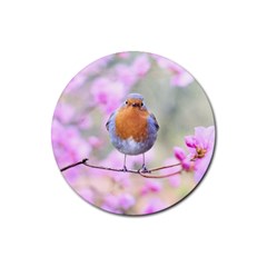 Spring Bird Bird Spring Robin Rubber Coaster (round) 