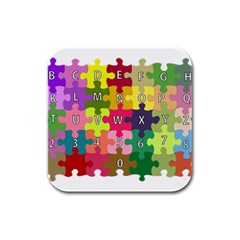 Puzzle Part Letters Abc Education Rubber Square Coaster (4 Pack)  by Celenk