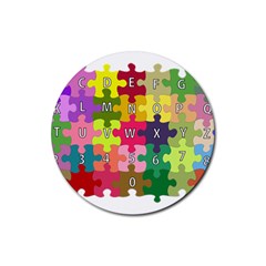 Puzzle Part Letters Abc Education Rubber Coaster (Round) 