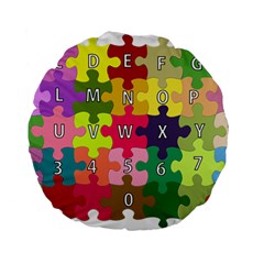 Puzzle Part Letters Abc Education Standard 15  Premium Round Cushions