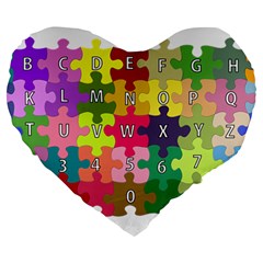 Puzzle Part Letters Abc Education Large 19  Premium Heart Shape Cushions