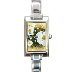 Summer Anemone Sylvestris Rectangle Italian Charm Watch by Celenk