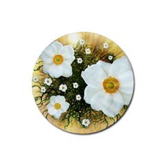 Summer Anemone Sylvestris Rubber Coaster (round) 