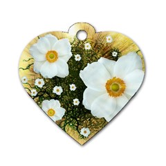 Summer Anemone Sylvestris Dog Tag Heart (one Side) by Celenk