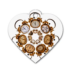 Time Clock Alarm Clock Time Of Dog Tag Heart (two Sides) by Celenk