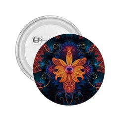 Beautiful Fiery Orange & Blue Fractal Orchid Flower 2 25  Buttons by jayaprime