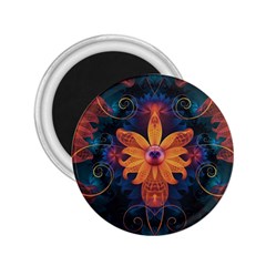 Beautiful Fiery Orange & Blue Fractal Orchid Flower 2 25  Magnets by jayaprime