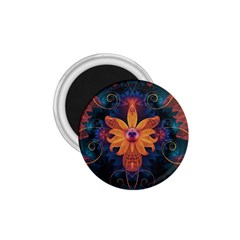 Beautiful Fiery Orange & Blue Fractal Orchid Flower 1 75  Magnets by jayaprime