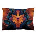 Beautiful Fiery Orange & Blue Fractal Orchid Flower Pillow Case 26.62 x18.9  Pillow Case