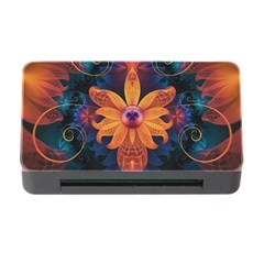 Beautiful Fiery Orange & Blue Fractal Orchid Flower Memory Card Reader With Cf by jayaprime