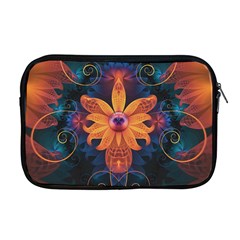 Beautiful Fiery Orange & Blue Fractal Orchid Flower Apple Macbook Pro 17  Zipper Case by jayaprime