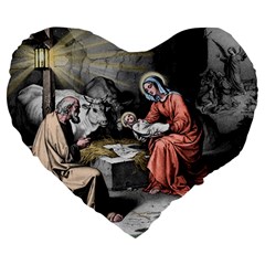 The Birth Of Christ Large 19  Premium Heart Shape Cushions by Valentinaart