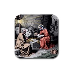 The Birth Of Christ Rubber Square Coaster (4 Pack)  by Valentinaart
