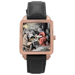 The Birth Of Christ Rose Gold Leather Watch  by Valentinaart