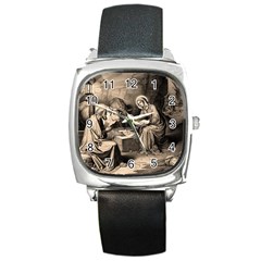 The Birth Of Christ Square Metal Watch by Valentinaart
