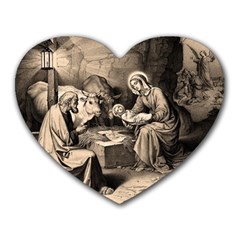 The Birth Of Christ Heart Mousepads by Valentinaart
