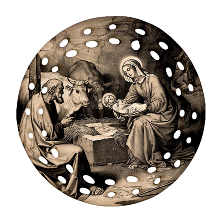 The birth of Christ Round Filigree Ornament (Two Sides)