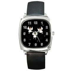 Christmas angels  Square Metal Watch