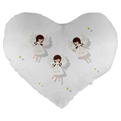 Christmas Angels  Large 19  Premium Flano Heart Shape Cushions by Valentinaart