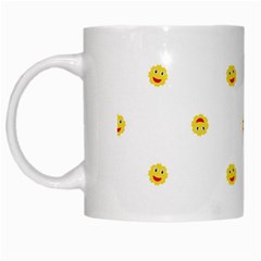 Happy Sun Motif Kids Seamless Pattern White Mugs by dflcprintsclothing