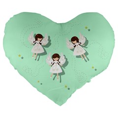 Christmas Angels  Large 19  Premium Flano Heart Shape Cushions by Valentinaart