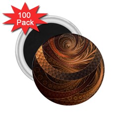 Brown, Bronze, Wicker, And Rattan Fractal Circles 2 25  Magnets (100 Pack)  by jayaprime