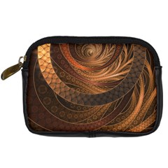 Brown, Bronze, Wicker, And Rattan Fractal Circles Digital Camera Cases by jayaprime