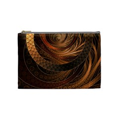 Brown, Bronze, Wicker, And Rattan Fractal Circles Cosmetic Bag (medium)  by jayaprime