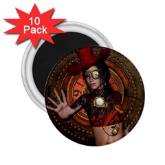 Steampunk, Wonderful Steampunk Lady 2 25  Magnets (10 Pack)  by FantasyWorld7