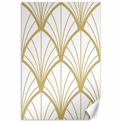 Art Deco, Beautiful,fan Pattern, Gold,white,vintage,1920 Era, Elegant,chic,vintage Canvas 24  X 36  by NouveauDesign