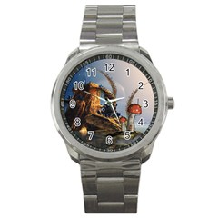 Wonderful Seascape With Mushroom House Sport Metal Watch by FantasyWorld7