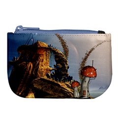 Wonderful Seascape With Mushroom House Large Coin Purse by FantasyWorld7