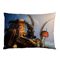 Wonderful Seascape With Mushroom House Pillow Case by FantasyWorld7