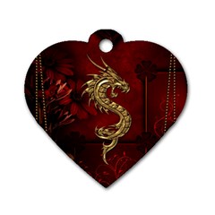 Wonderful Mystical Dragon, Vintage Dog Tag Heart (one Side) by FantasyWorld7