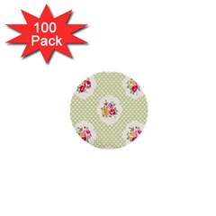 Green Shabby Chic 1  Mini Buttons (100 Pack)  by NouveauDesign