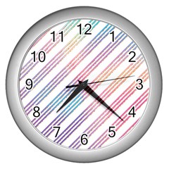 Colored Candy Striped Wall Clocks (silver)  by Colorfulart23