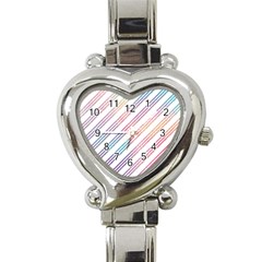 Colored Candy Striped Heart Italian Charm Watch by Colorfulart23