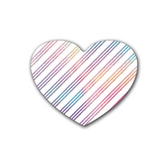 Colored Candy Striped Rubber Coaster (heart)  by Colorfulart23