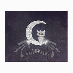 Mandala, Cute Owl On The Moon Small Glasses Cloth (2-side) by FantasyWorld7