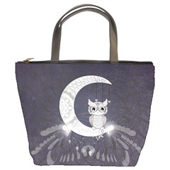 Mandala, Cute Owl On The Moon Bucket Bags by FantasyWorld7