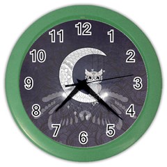 Mandala, Cute Owl On The Moon Color Wall Clocks by FantasyWorld7