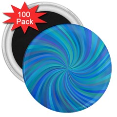 Blue Background Spiral Swirl 3  Magnets (100 Pack)