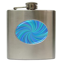 Blue Background Spiral Swirl Hip Flask (6 Oz) by Celenk