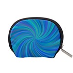 Blue Background Spiral Swirl Accessory Pouches (Small)  Back