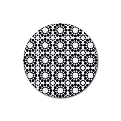 Black White Pattern Seamless Monochrome Rubber Coaster (round) 