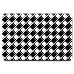 Black White Square Diagonal Pattern Seamless Large Doormat 